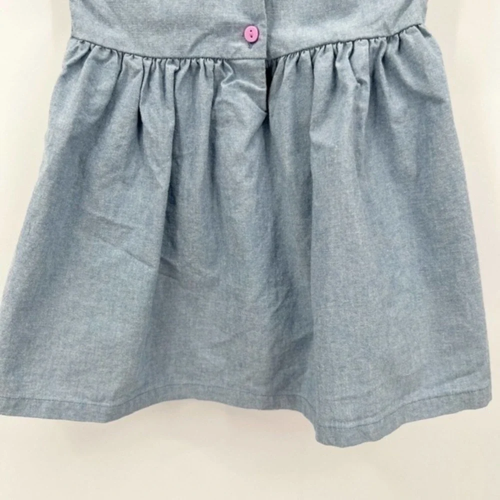 Gymboree Rainbow Pocket Chambray Denim Dress Button Back EUC